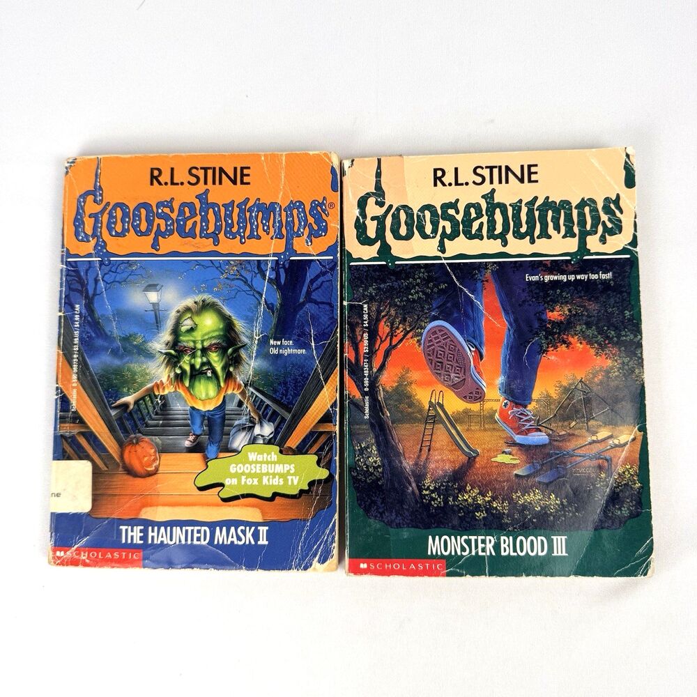 Vintage Goosebumps Books Lot of 2 Monster Blood III 29 Haunted Mask II 36 Ex-Lib